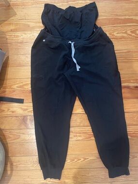 Figs Black Track Joggers with Drawstring